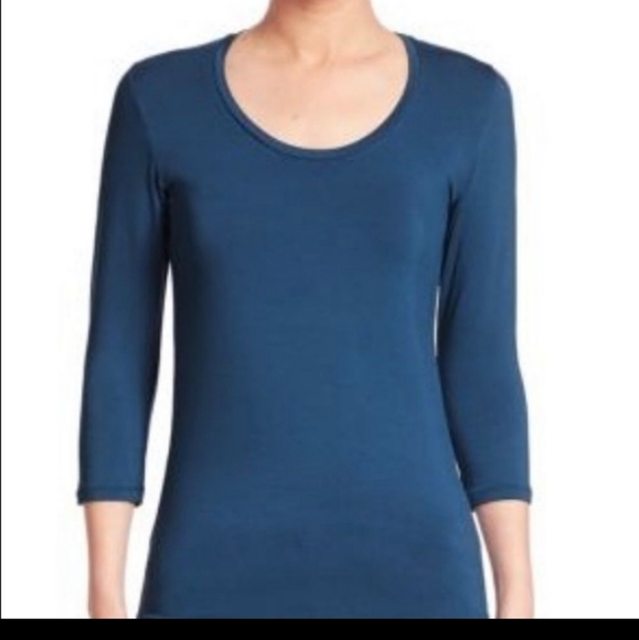 Saks Fifth Avenue Tops - Saks Fifth Avenue Teal Blue Long Sleeve Scoop Neck Top